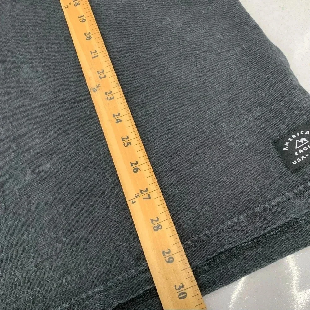 American Eagle‎ Long Sleeve Polo Men Medium Tall Gray Texture Collar 100% Cotton